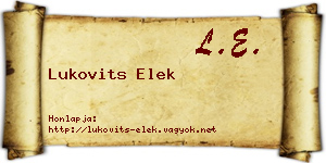 Lukovits Elek névjegykártya